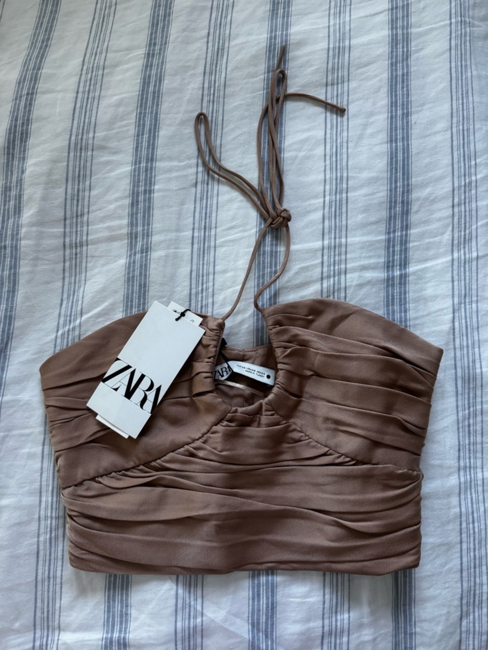 ZARA Mauve Ruched Halter Crop Top
